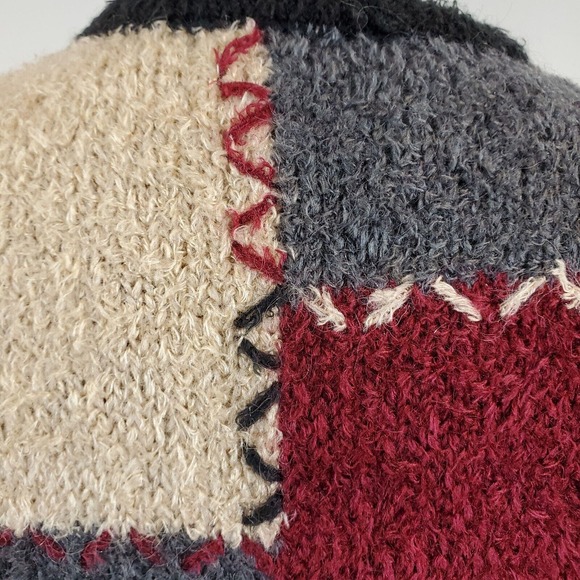 Christopher & Banks Patchwork Vest Sz L Mohair Cottagecore Hand Embroidered - Picture 7 of 14